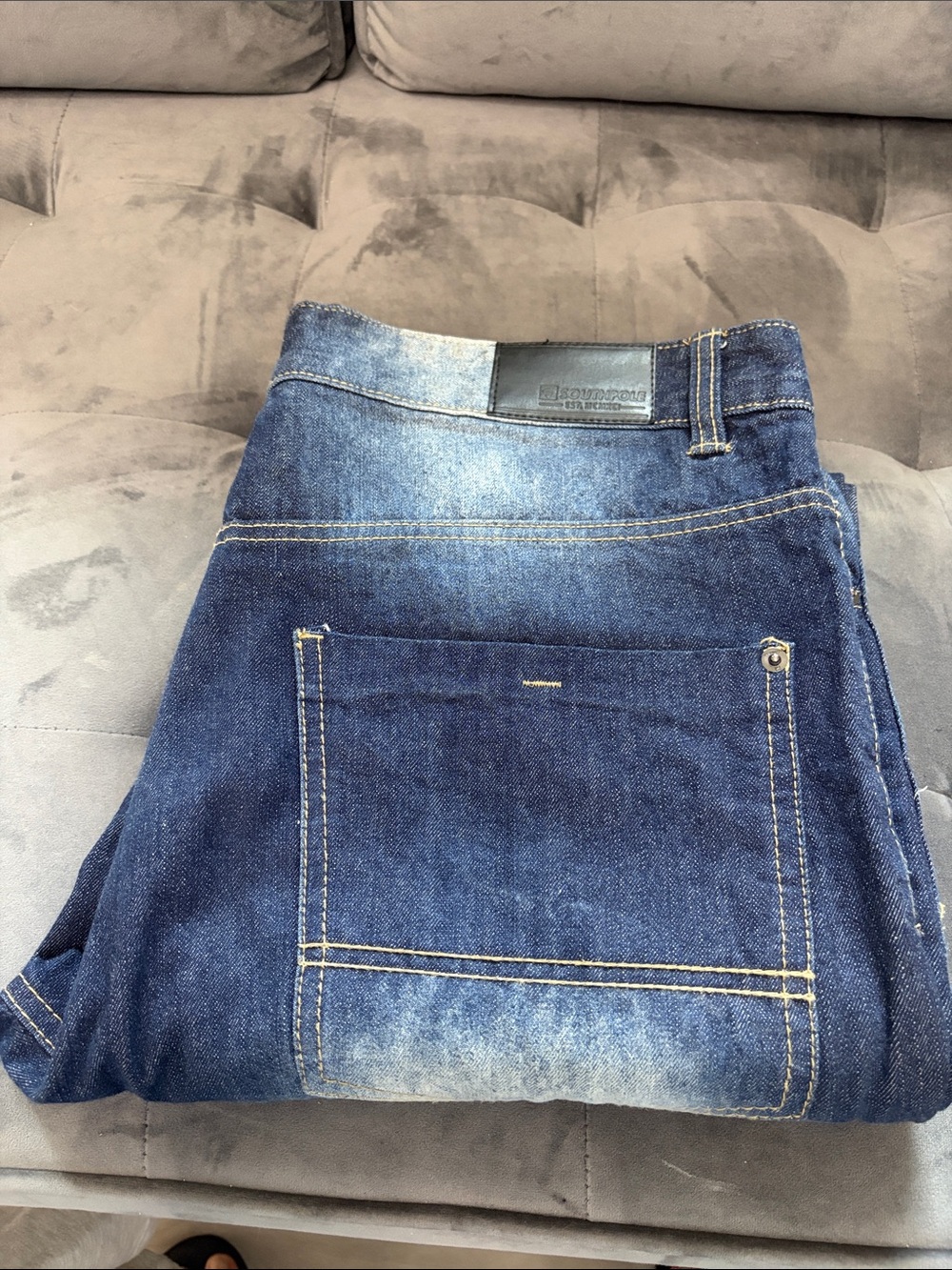Men's Dark Blue Washed Denim Jeans